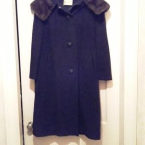 Vintage 100% Cashmere Coat Black Coat with Mink